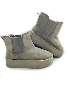Neu Damen Khaki Wildleder Plateau Stiefeletten & Pelzlinie. Mehr Farben. UK 3 4 5 6 7 8 - Bild 1 von 16