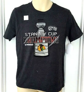 CHICAGO BLACKHAWKS Youth T Shirt Size Large 14/16 Reebok Stanley Cup Champions - Picture 1 of 2