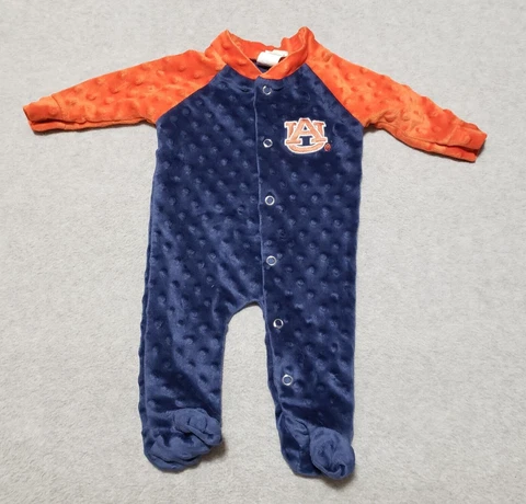 Auburn University Baby One Piece O-3 Months Tigers Alabama Textured Pajamas Cover