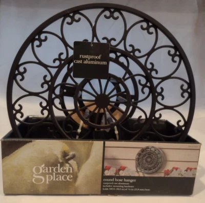 Garden Hose Holder Decorative Rustproof Cast Aluminum, Wall Mount, 13" Diameter - Image 1 of 4