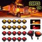 20X 3/4 12V Marker LIGHTS LED Bullet Amber Red Truck Trailer RV Round Side Lamp