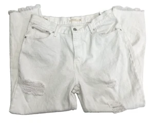 Pantalones de mezclilla Levi's Mom para mujer talla 32 blancos desgastados tiro alto 100 % algodón entrepierna 26" - Imagen 1 de 7