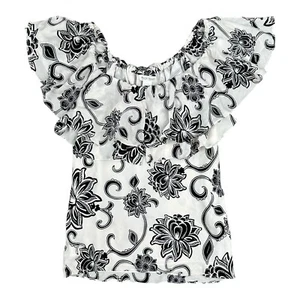 Blusa Floral Casa Blanca Mercado Negro S Negra Blanca Elegante Volantes Manga Gorra S - Imagen 1 de 9