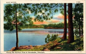 Postal Wisconsin Rhinelander WI Among the Northern Pines Aguas Tranquilas Escénicas - Imagen 1 de 2
