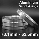 73.1-63.5 Aluminium Metal Set Of 4 Spigot Rings Wheels Hub Centric Rings Spacer