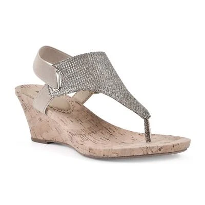 Shoes All Good Women's Cork Wedge Sandal, Ltgold/Glitter, 9 M - Image 1 of 4