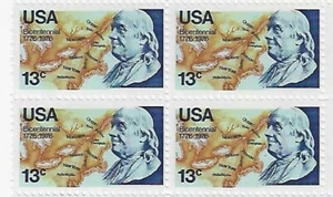 US Benjamin Franklin 13c Stamp Block of 4 Scott #1690 - Picture 1 of 1