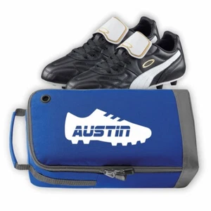 Personalised Boot Bag Printed with Football/Rugby Boot Design and Name - ROYAL - Picture 1 of 4