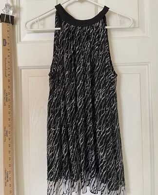 Kenar 女式 S 码无袖衬衫人造丝黑色和白色绑带 — 第 1/4 张图片