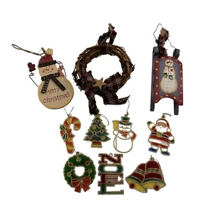 Vtg Lot 10 Christmas Holiday Ornaments Santa Stained Glass Farmhouse Country a - Picture 1 of 13