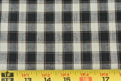 Por 1/2 yarda, 46" de ancho, negro, marrón y tostado tela a cuadros de algodón hilada en casa, A610 Foto 1 de 4