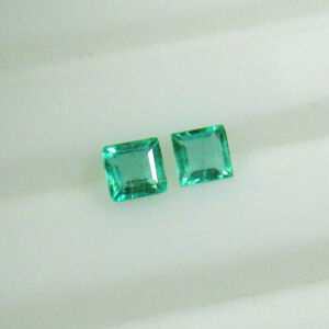 0.41 CT - Natural Emerald Square Pair Nice Luster Green Gem Zambian - BE248
