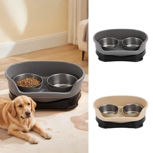 Raised Dog Bowls With Slow Feeder Bowl And Non Spill Bowl, Elevated 2 Dog Bowls. - Picture 1 of 26