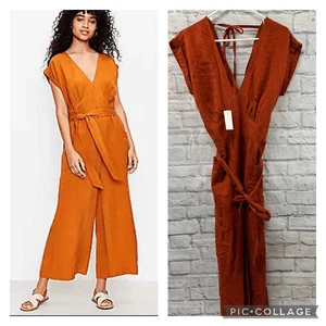 Loft Overall Damen XS Leinenmischung Strand verbrannt orange V-Ausschnitt Krawatte Rückenhose - Bild 1 von 9