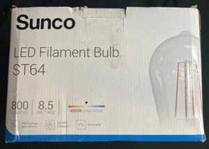 16 Sunco ST64 LED Edison Filament Bulbs / Lamps 8.5W 4000K Cool White Dimmable - Picture 1 of 3