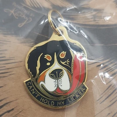 Divertido Nuevo San Bernardo Collar de Perro Etiqueta Dije "No puedo sostener mi lamer" Foto 1 de 3