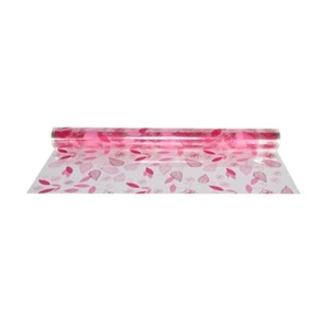 Cello Roll Clear With Printed Hope Leaf Motif 80cm x 100m Pink Cerise - Picture 1 of 1