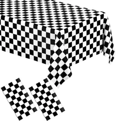 Tablecloth Rectangular Buffalo Checkered 2 Pack Black and White Gingham - Image 1 of 4