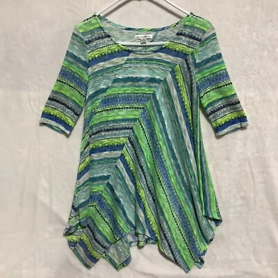 John Paul Richard Colorful Sweater Tunic Coverup Handkerchief Dress Sheer S NWT - Image 1 of 4