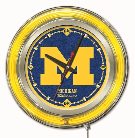 Michigan Wolverines HBS Neon Yellow College Battery Powered Wall Clock (15") Cover