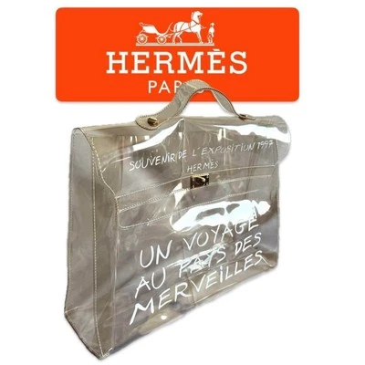 HERMES Vinyl Kelly 40 Hand Bag Beach Bag 1997 Limited Clear From Japan - Image 1 of 4