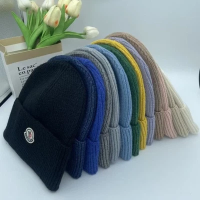 Unisex MONCLER Ribbed Knit Beanie Caps Classic Knitted hat Warm hat