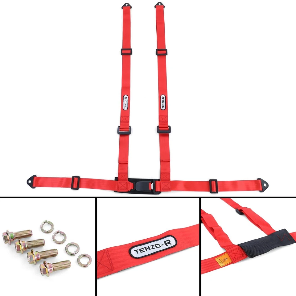 Tenzo-R Sport Tirantes Cinturón De Seguridad 4 Puntos Rojo Con Certificación E - Imagen 1 de 4