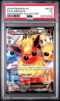 2016 POKEMON GENERATIONS RADIANT COLLECTION FLAREON EX #RC28 PSA 5 EX #122724558 - Image 1 of 2