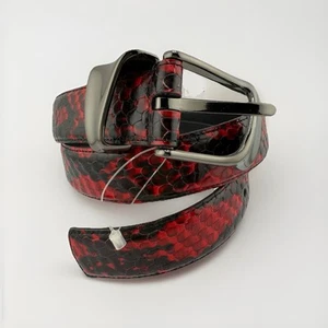 Fina Firenze Women's Red & Black Faux SnakeSkin Belt Size Small NWT VINTAGE - Picture 1 of 5