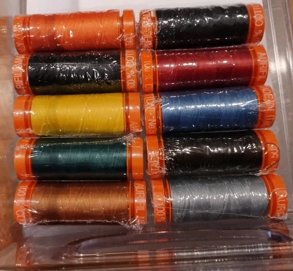 New - SEWING THREAD LOT- 10 Small Spools-Aurifil Cotton 50wt Assorted -#B - Image 1 of 1