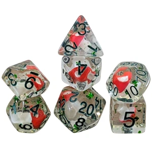 DND Dice Set Toadstool 7pcs Polyhedral Resin D20 for D&D TTRPG Mushroom Die - Picture 1 of 5