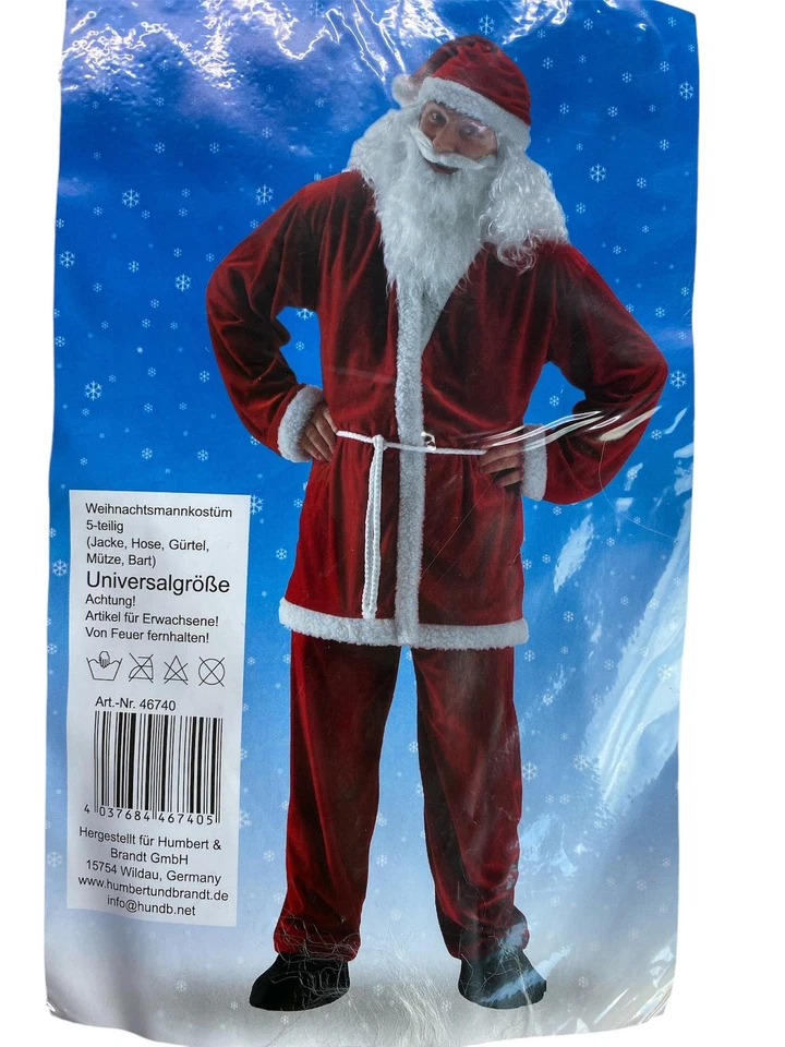Weihnachtsmannkostüm Samt 5- teilig für Erwachsene Einheitsgröße - Bild 1 von 1