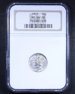 1923 Mercury Dime - 10c NGC MS64 FB - Full Bands - Picture 1 of 4