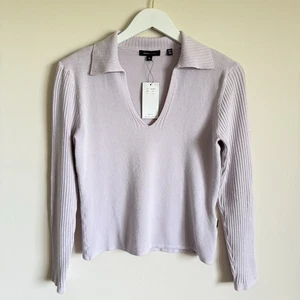 Blusa Blusa Top BCBG Max Azria Para Mujer Y2K Ajustada Tejida Cuello Lila M - Imagen 1 de 7