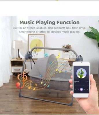 Electric Bassinet Cot Crib Baby Cradle Baby Swing Bed Lullaby Rocking Chair Bed  - image 1 of 4