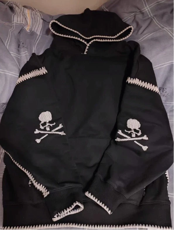 Sudadera con Capucha Suelta Peso Pesado 500g Mastermind Calavera Bordada Floral Foto 1 de 4