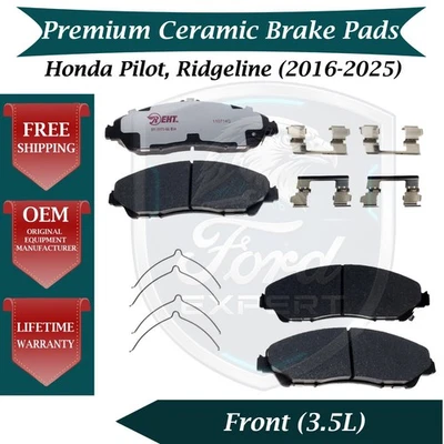 Kit de pastillas de freno delanteras de cerámica premium OE para Honda Pilot Ridgeline 2016-2025 Foto 1 de 4