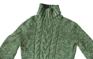 Y2K Express grüner Rollkragenpullover Angora Kaschmirmischung klein kuschelig weich Wolle - Bild 1 von 4