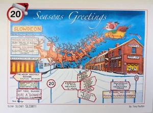 Santa Screaming 'Slow, Slow, Slow' - Christmas Card - Tony Paultyn - Picture 1 of 2