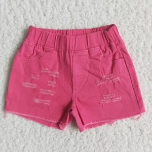 Toddler Baby Girls Summer Clothes Hot Pink Soft Jeans Denim Elastic Band Shorts - Picture 1 of 8