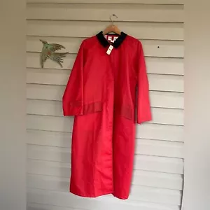 TALBOTS Vintage bright red raincoat trench coat long dead-stock NWT sz S retro - Picture 1 of 13