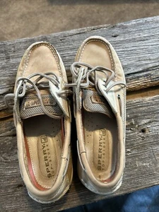 Sperry Top-Sider Intrepid Mens Boat Shoes Size 9 M Tan Leather Lace up 3- Eye - Picture 1 of 22