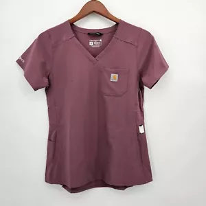 Carhartt Force Modern Fit V-Neck Women’s Scrub Top Size XS Mauve Cross Flex NWOT - Picture 1 of 18
