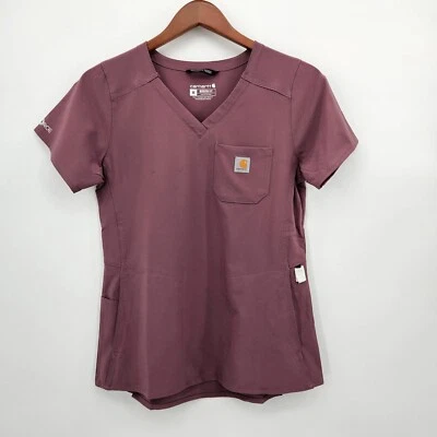 Carhartt Force Modern Fit V-Neck Women’s Scrub Top Size XS Mauve Cross Flex NWOT - Image 1 of 4