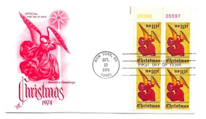1550 Christmas 1974 Madonna ArtCraft plate block FDC - Picture 1 of 1