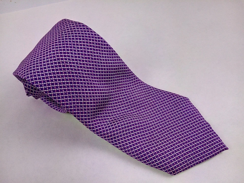 Corbata para hombre MASSIMO DUTTI 100 % seda ITALIA lujo geométrica púrpura blanca Foto 1 de 4