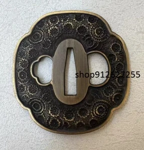 Alloy bronze flower tsuba for Japanese Katana Sword wakizashi tanto - Picture 1 of 2