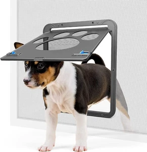 Dog Screen Door, Pet Screen Door Lockable Doggie Door for Screen Easy Install Pe - Picture 1 of 6