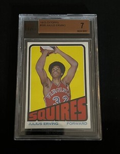 1972-73 TOPPS #195 JULIUS “DR. J” ERVING ROOKIE    GRADED BVG 7 NM RAZOR SHARP