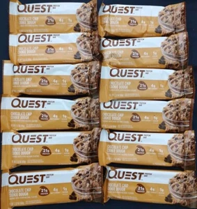 12 Quest Nutrition Chocolate Chip Cookie Dough 21g Protein Bars Fiber Food Bar  - Picture 1 of 1